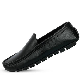 Black Leather Loafers Men's SB-S118, Size: 40, 2 image