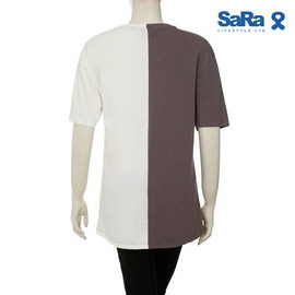 SaRa Ladies T-Shirt (SRK22B-WHITE & GREY), 3 image