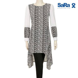 SaRa LADIES MID LENGTH KURTI (WKU12FDA-Black & white print)