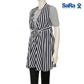SaRa Ladies Shrug (NWS05B-Navy with white stripe), 3 image