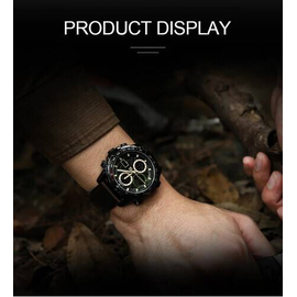 Naviforce NF9197L Chocolate PU Leather Dual Time Watch For Men - Black & Chocolate, 14 image