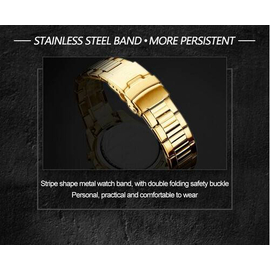 Naviforce NF8021 Golden Stainless Steel Chronograph Watch For Men - Black & Golden, 14 image