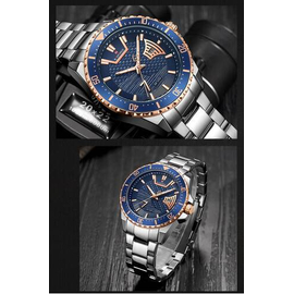 Naviforce NF9191 Silver Stainless Steel Analog Watch For Men - Royal Blue & RoseGold, 10 image