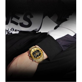 Naviforce NF9195 Golden Stainless Steel Dual Time Watch For Men - Golden, 4 image