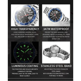 Naviforce NF9191 Silver Stainless Steel Analog Watch For Men - Royal Blue & Silver, 7 image
