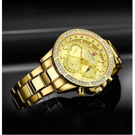 Naviforce NF9196D Golden Stainless Steel Chronograph Watch For Men - Golden, 6 image