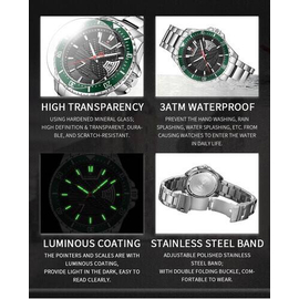 Naviforce NF9191 Silver Stainless Steel Analog Watch For Men - Green & Silver, 7 image