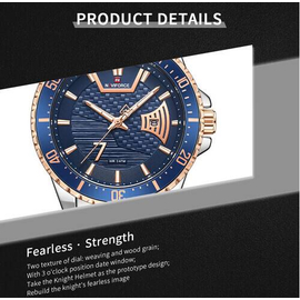 Naviforce NF9191 Silver Stainless Steel Analog Watch For Men - Royal Blue & RoseGold, 11 image