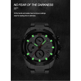 Naviforce NF8021 Silver Stainless Steel Chronograph Watch For Men - Black & Silver, 6 image