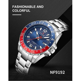 Naviforce NF9192 Silver Stainless Steel Analog Watch For Men - Royal Blue & Silver, 3 image