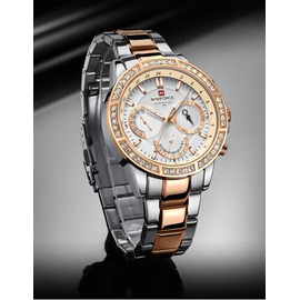 Naviforce NF9196D Silver And RoseGold Two-Tone Stainless Steel Chronograph Watch For Men - RoseGold & Silver, 3 image