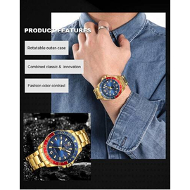 Naviforce NF9192 Golden Stainless Steel Analog Watch For Men - Royal Blue & Golden, 5 image