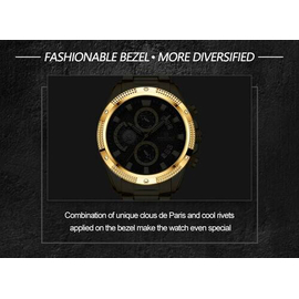 Naviforce NF8021 Golden Stainless Steel Chronograph Watch For Men - Black & Golden, 13 image