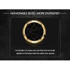Naviforce NF8021 Golden Stainless Steel Chronograph Watch For Men - Black & Golden, 13 image