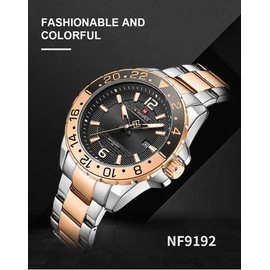 Naviforce NF9192 Silver And RoseGold Stainless Steel Analog Watch For Men - Black & RoseGold, 3 image