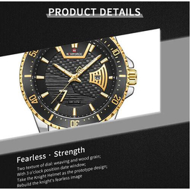 Naviforce NF9191 Silver And Golden Stainless Steel Analog Watch For Men - Black & Golden, 10 image