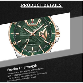 Naviforce NF9191 Silver Stainless Steel Analog Watch For Men - Green & RoseGold, 10 image