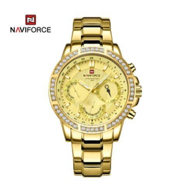 Naviforce NF9196D Golden Stainless Steel Chronograph Watch For Men - Golden