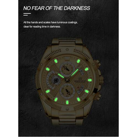 Naviforce NF8021 Golden Stainless Steel Chronograph Watch For Men - Golden, 7 image