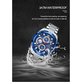 Naviforce NF8021 Silver Stainless Steel Chronograph Watch For Men - Royal Blue & Silver, 9 image