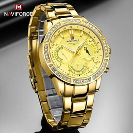 Naviforce NF9196D Golden Stainless Steel Chronograph Watch For Men - Golden, 4 image