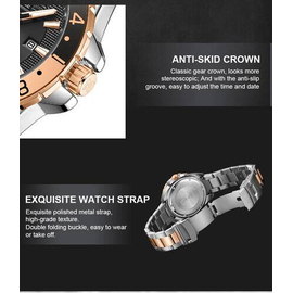 Naviforce NF9192 Silver And RoseGold Stainless Steel Analog Watch For Men - Black & RoseGold, 13 image