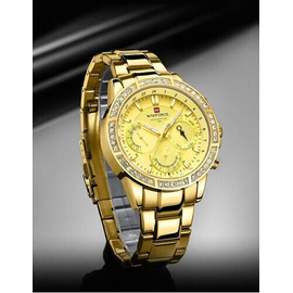 Naviforce NF9196D Golden Stainless Steel Chronograph Watch For Men - Golden, 11 image