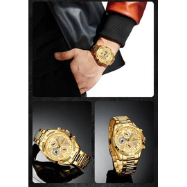 Naviforce NF8021 Golden Stainless Steel Chronograph Watch For Men - Golden, 6 image