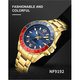 Naviforce NF9192 Golden Stainless Steel Analog Watch For Men - Royal Blue & Golden, 3 image