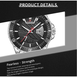 Naviforce NF9191 Silver Stainless Steel Analog Watch For Men - Black & Silver, 11 image