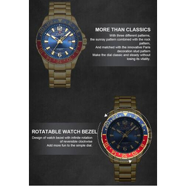 Naviforce NF9192 Golden Stainless Steel Analog Watch For Men - Royal Blue & Golden, 9 image