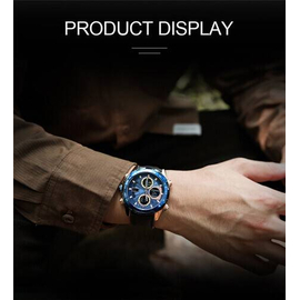 Naviforce NF9197L Navy Blue PU Leather Dual Time Watch For Men - RoseGold & Navy Blue, 9 image