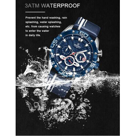 Naviforce NF8019L Navy Blue PU Leather Chronograph Watch For Men - Silver & Navy Blue, 9 image