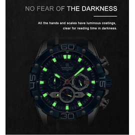Naviforce NF8019L Navy Blue PU Leather Chronograph Watch For Men - RoseGold & Navy Blue, 5 image