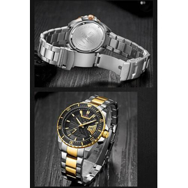 Naviforce NF9191 Silver And Golden Stainless Steel Analog Watch For Men - Black & Golden, 12 image