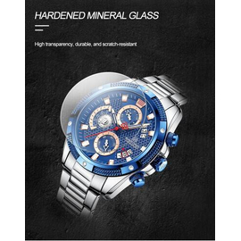 Naviforce NF8021 Silver Stainless Steel Chronograph Watch For Men - Royal Blue & Silver, 10 image
