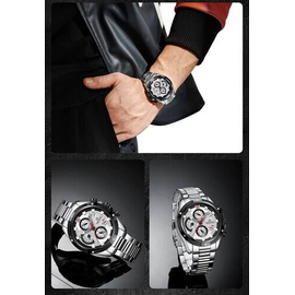 Naviforce NF8021 Silver Stainless Steel Chronograph Watch For Men - White & Silver, 6 image