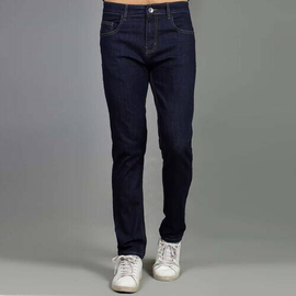 NZ-13003 Slim-fit Stretchable Denim Jeans Pant For Men - Deep Black