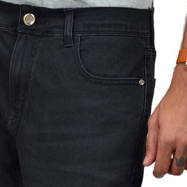NZ-13013 Slim-fit Stretchable Denim Jeans Pant For Men - Deep Black, 4 image