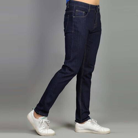 NZ-13003 Slim-fit Stretchable Denim Jeans Pant For Men - Deep Black, 3 image