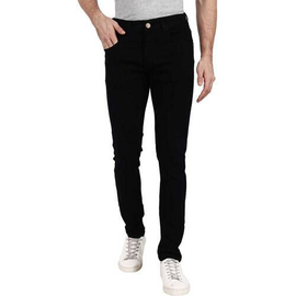 NZ-13028 Slim-fit Stretchable Denim Jeans Pant For Men - Deep Black