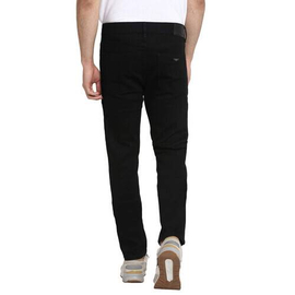 NZ-13075Slim-fit Stretchable Denim Jeans Pant For Men - Deep Black, 4 image