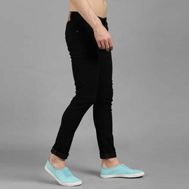 NZ-13038 Slim-fit Stretchable Denim Jeans Pant For Men - Deep Black, 4 image