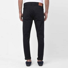 NZ-13027 Slim-fit Stretchable Denim Jeans Pant For Men - Deep Black, 4 image
