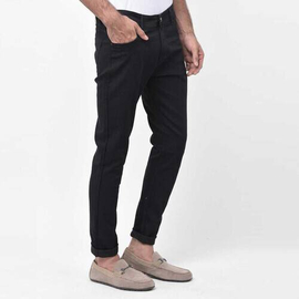 NZ-13026Slim-fit Stretchable Denim Jeans Pant For Men - Deep Black, 2 image