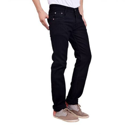 NZ-13076Slim-fit Stretchable Denim Jeans Pant For Men - Deep Black, 3 image