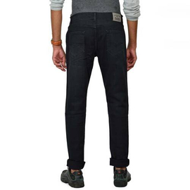 NZ-13013 Slim-fit Stretchable Denim Jeans Pant For Men - Deep Black, 3 image