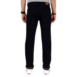 NZ-13079 Slim-fit Stretchable Denim Jeans Pant For Men - Deep Black, 3 image