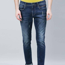 NZ-13085 Slim-fit Stretchable Denim Jeans Pant For Men - Deep Blue