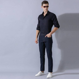 NZ-13087 Slim-fit Stretchable Denim Jeans Pant For Men - Dark Blue, 7 image